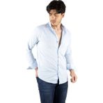 Rizzup Erkek Mavi Slim Fit Dar Kesim Keten Gömlek Hakim Yaka Pamuklu Keten Spor Gömlek 2201895 - 2XL