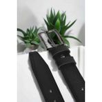 Rizzup Erkek Siyah %100 Hakiki Deri 3,5 cm Klasik Kemer Kumaş Pantolon Kemeri 2502636 - 110 cm