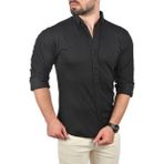 Rizzup Erkek Siyah Slim Fit Dar Kesim Dokulu Spor Gömlek Likralı Pamuklu Esnek Kumaş Gömlek 2001810