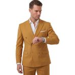 Rizzup Erkek Taba Premium Collection Italyan Kesim Likralı Kruvaze Takım Elbise 2600643 - 6 Drop - 54