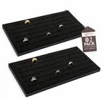 RJ Displays 2 paket 72 Yuva Siyah Takı Yüzük Ekleri Ekran Pedleri Standart Mücevher tepsisi boyutu için Siyah Köpük 14 1/4" x 7 3/4" x 1/2" inç Perakende Vitrin için, Tezgah üstü ekran Mikro Fiber parlatma bezi