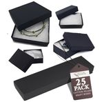 RJ Displays -Yüzük, Kolye, Bilezik, Halhal, Kalem ve Saat için 25 Siyah Mat Takı Teşhir Pamuk Dolgulu Karışık Hediye Kutusu Seti