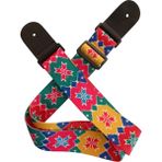 RJ200-C3 Gitar Askısı Deluxe Teal Guitar Strap Deri Başlıklı 2 Katlı