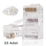 RJ45 CAT6 Altın Uçlu Jack Konnektör 25 Adet