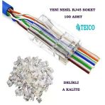 Rj45 Cat6 Yeni Nesil Jack Konnektör Kolay Kullanım Plastik 100Lü Paket