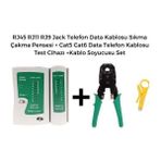 RJ45 RJ11 Rj9 Jack Telefon Data Kablosu Sıkma Çakma Pensesi + Cat5 Cat6 Data Telefon Kablosu Test Cihazı +Kablo Soyucusu Set - Yeşil