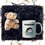 RK Tasarım Mini Peluş Ayıcık & Eğlenceli Özel Tasarım Baskılı Kupa Bardak - Pembe