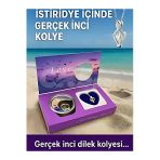 rkmstore İstiridye İnci Kolye Kadın Şık Zarif Tasarım Paslanmaz Çelik Zincirli İnci Kolye Hediyelik Takı