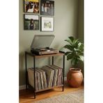 RMD SHOP Lodos Pikap Sehpası Metal Ayaklı 2 Katlı Plaklık Organizer 60x47 cm Barok Ceviz