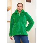 Rmg Kadın Yeşil Peluş Kaban Uzun Kol Polyester İçi Astarlı Büyük Beden Özellikli - 48