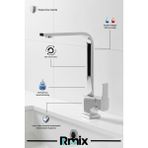 Rmix Lüx Kare Çift Su Girişli Mutfak Bataryası Musluğu Çeşmesi Bataryası - Krom