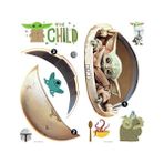 RMK4655SCS Duvar Çıkartması, Motif: Mandalorian The Child Boyanmış, Yapıştırılabilir, Yeşil/kahverengi/gri