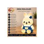 RMSGRUP RMS Bunny Dream RGB Şarjlı Silikon Tavşan Gece Lambası Çocuk Odası Uyku Arkadaşı