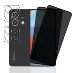 Rnnmeeko Xiaomi Redmi Note 13 5G için zırhlı cam için görüntü koruma folyosu, gözetleme önleyici gizlilik filmi, kamera korumalı, zırhlı koruma camı [2 + 2 adet], 9H sertlik, anti casus görüntü koruma folyosu