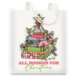 RNYJJ Kitap Severler Noel için Hediyeler Tote Çanta Kütüphaneci Kitap Kurdu Okuyucu Kitap Noel Ağacı Tuval Tote Çanta için Hediye, Renkli, Medium