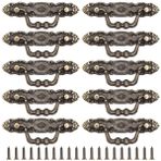 RoadLoo Vintage Dolap Kulpları, 10 Adet Antik Bronz Yuvarlak Dolap Çekme Kolları Vidalı Mobilya Çekmece Dolabı Bakır Bardak Çekmece Kulpları Dolap Gardırop Şifonyerleri Ev Mutfak Yatak Odası için