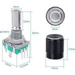 Roba EC11 Rotary Encoder + Pot Başlığı Butonlu 20 Adım Pulse 360 Derec