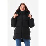 Roba Kadın Kapüşonlu Siyah Su Itici Şişme Mont Kaban Rüzgar Geçirmez Özellikli Oversize Model