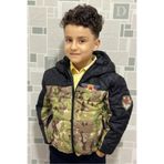 ROBA KIDS Erkek Çocuk İç Astarlı Kapüşonlu Kamuflaj Desenli Kışlık Kapitone Mont & Kaban RB-201