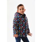 ROBA KIDS Erkek Çocuk Iç Polarlı Kapüşonlu Araba Desenli Kışlık Şişme Mont & Kaban Rb-104