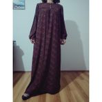Robadan Uzun Kollu %100 Viskon Basma Çiçekli Anne Elbise, Namaz Elbisesi - Siyah - Kahve - Bej