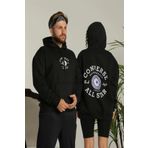Robahood Erkek Sırt Baskılı Oversize Üç İplik Kapüşonlu Hoodie Sweatshirt - Siyah