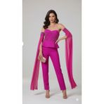 Robes Straplez Peplum Tül Kollu Abiye Tulum (Pembe, 40)
