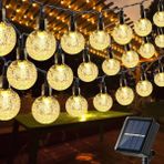 Robeve 7 Metre 50 LED Güneş Enerjili Kristal Küre Solar Bahçe Aydınlatma Dış Mekan Aydınlatma Güneş Enerjili Aydınlatma – 8 Modlu, IP65 Su Geçirmez, Otomatik Aç/kapa, Bahçe, Balkon (Gün Işığı Sarı)