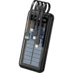Robeve Acl 10000 mAh Powerbank Göstergeli Powerbank Solar Fenerli Güneş Enerjili Type C - Lightning - Micro USB - USB Kablolu Powerbank Taşınabilir Şarj Aleti Hızlı Şarj Aleti Powerbank PW-59 (Siyah)