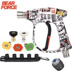 Robeve Bear Force Pop-Art Tasarım Araç Yıkama Tabancası 5li Nozzle Set ve Kemer Klipsli Ile Birlikte Profesyonel Pop-Art Tasarım Oto Yıkama Tabancası - Bosch Aquatak ile Uyumlu - Çok Renkli