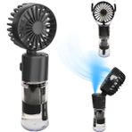 Robeve Elle Tutulabilir Taşınabilir Buharlı Vantilatör Fan Mini Fan – 4 Hız Ayarı, Şarjlı, Misting Özelliği, Kompakt ve Hafif Tasarım, Seyahat ve Ofis Kullanımı Için Ideal Buharlı Vantilatör Fan - Siyah