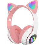 Robeve Kedi LED Işıklı Pembe Bluetooth Kulaklık