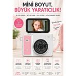 Robeve Mini Dijital Fotoğraf Makinesi 2k Full Hd – 180° Dönebilen Ekranlı Vlog Kamerası | Taşınabilir Selfie & Video Çekim Fotoğraf Makinesi Vlog Fotoğraf Makinesi Dijital Kamera - Pembe