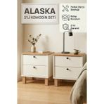 Robin Home Alaska Modern Tasarımlı 2'li Komodin Seti Beyaz Çekmeceli Ahşap Ayaklı Suntalam