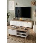 Robin Home Alaska Tv Ünitesi Orta Sehpa Ahşap Ayaklı 2'li Set Sepet-beyaz
