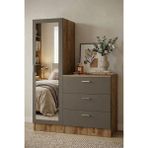 Robin Home Alice Aynalı Şifonyer Gardırop Çam-Gri - Antrasit