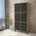 Robin Home Arya Çok Amaçlı Dolap 6 Kapaklı Ofis Dolabı Çam-Siyah AR61