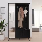Robin Home Aynalı Vestiyer Portmanto Ayakkabılık Ahşap Ayak Siyah AR65
