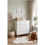 Robin Home Bebek Odası Çocuk Odası Geniş Şifonyer 4 Çekmeceli Ahşap Ayaklı Beyaz