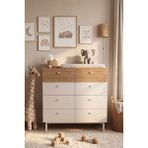 Robin Home Bebek Odası Çocuk Odası Geniş Şifonyer 8 Çekmeceli Ahşap Ayaklı - Bej