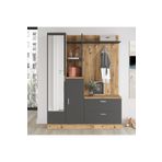 Robin Home Bella Aynalı Raflı Vestiyer Ayakkabılık Portmanto Antrasit