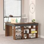 Robin Home Boston Kitaplık Raflı Çalışma Masası Ofis Masası L Masa Barok-Antrasit - 120 x 50 cm - Ceviz