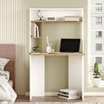 Robin Home Çocuk Genç Ders Çalışma Masası Kitaplık Çam Beyaz