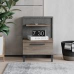 Robin Home Denver Komodin 2 Çekmeceli Metal Ayaklı Kahve-Beton D5-Cg - Kahverengi