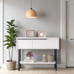 Robin Home Dresuar Antre Hol Kapaklı 100CM Metal Ayaklı Beyaz