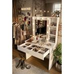 Robin Home Hollywood Makyaj Masası Çekmeceli Düzenleyici Hollywood LED Işıklı Raflı Beyaz