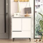 Robin Home Lidya Ayakkabılık Çok Amaçlı Dolap 3 Kapaklı Metal Ayaklı Beyaz