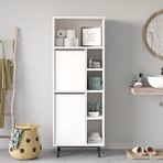 Robin Home Lidya Banyo Dolabı Çok Amaçlı Dolap 2 Kapaklı Metal Ayaklı Beyaz