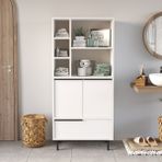 Robin Home Lidya Banyo Dolabı Çok Amaçlı Dolap 3 Kapaklı Metal Ayaklı Beyaz