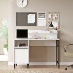 Robin Home Lidya Çalışma Masası Raflı Dolaplı Metal Ayaklı Beyaz - 120